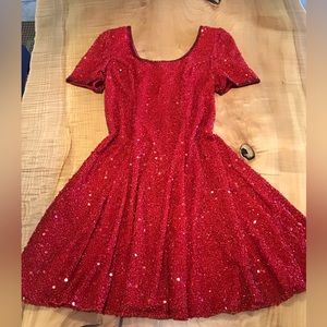 Vintage Beaded Red Party Dress